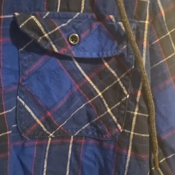 No Boundaries Blue Plaid Flannel Hoodie Shirt 2 XL (50-52) - Picture 4 of 8